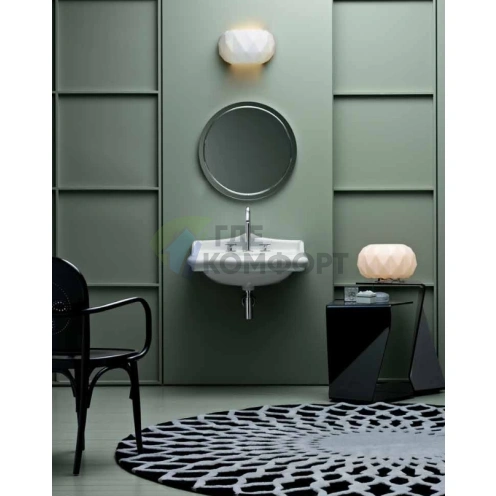 Раковина AZZURRA JUBILAEUM с задней спинкой 60x51 см, белая, с отверстием под смеситель - фото 3