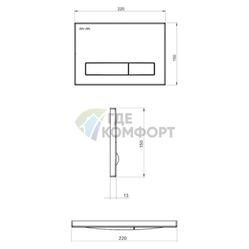 Кнопка смыва Am.Pm I014131 матовый хром для унитаза - фото 2
