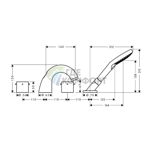 Смеситель AX Starck для установки на край ванны в цвете полированное красное золото (10444300) - фото 2
