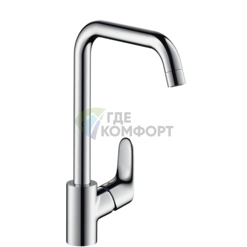 Кухонный смеситель Hansgrohe Focus с поворотным изливом в цвете металлик (31820800) - фото 1