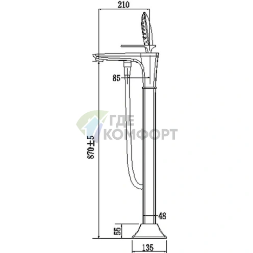 Напольный смеситель Timo 4000/00-16Y-CR в цвете хром/белый - фото 4