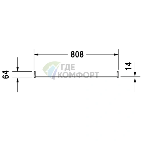 Полотенцесушитель Duravit D-Code квадратный 808×14 мм хром (30361000) - фото 2
