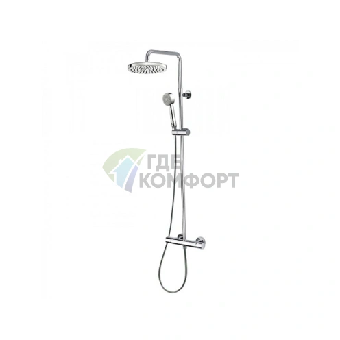 Настенная душевая колонна Bossini 20 мм с ручной лейкой CYLINDRICA и поворотным держателем в хроме (L10052.030) - фото 1