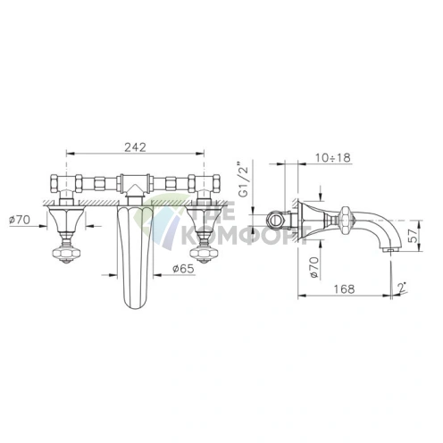 Смеситель для раковины Nicolazzi Teide Chic настенный, 3 отверстия, хром (1977CR15C) - фото 2