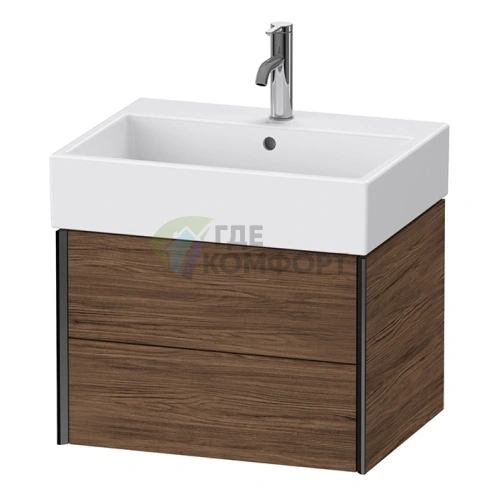 Тумба подвесная Duravit XViu с 2 ящиками, 397x584x454 мм, цвет walnut dark/черный матовый (XV43340B221) - фото 1
