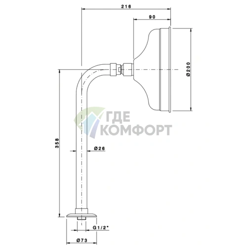 Верхний душ Nicolazzi 20 см в бронзовом цвете (5702BZ20) - фото 2