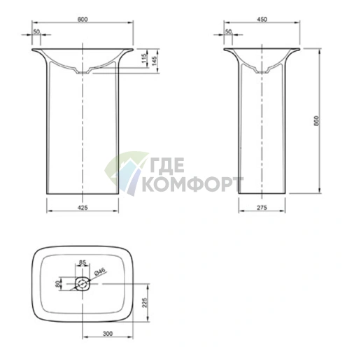 Раковина KNIEF Glam отдельностоящая белая матовая 60 см - фото 2