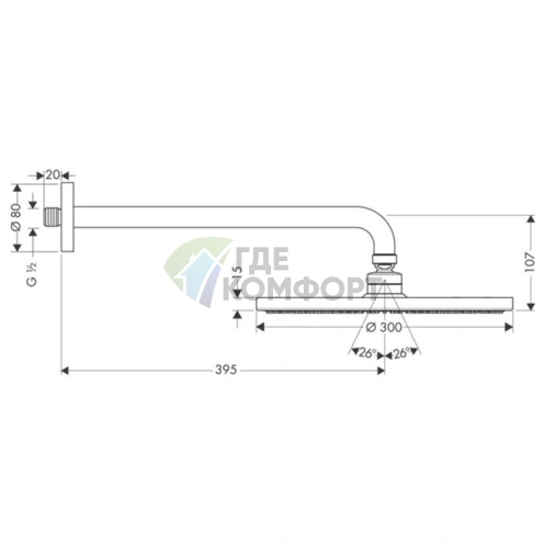 Верхний душ HG Raindance S 300 мм с технологией RainAir (27493000) - фото 2