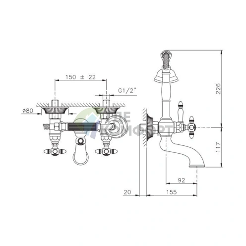 Золотой смеситель Nicolazzi Impero для ванны с функцией душ (1201GO36) - фото 2