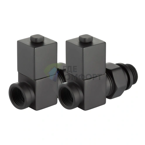 Набор дизайн-вентилей Royal Thermo CUBE 1/2 черный, RTE 56.0006, НС-1422575 - фото 5