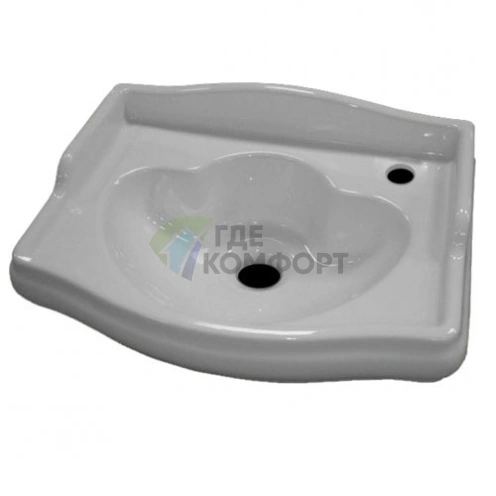 Раковина KERASAN Retro 410x320 мм (1 отверстие справа, белый) (103301*1 dx) - фото 2