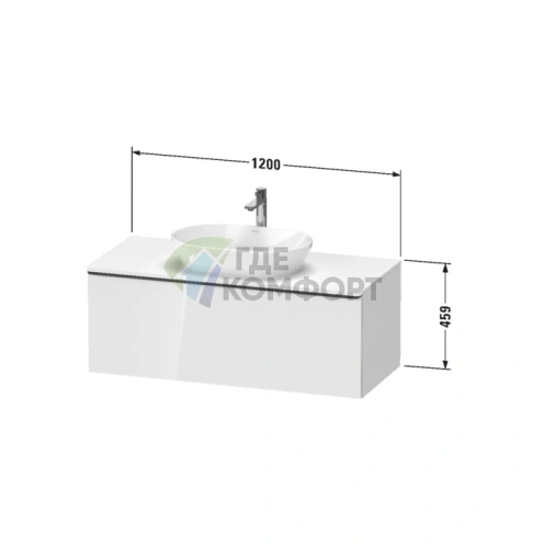Тумбочка подвесная Duravit D-Neo 459x1200x550 мм, белая высокоглянцевая, 1 ящик (DE494902222) - фото 2