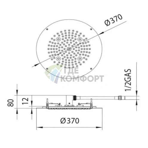 Верхний душ BOSSINI DREAM-OKI 370 мм с LED-подсветкой, хром (H37398.030) - фото 2