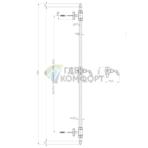 Душевая штанга Bossini Liberty в античной бронзе для вашего комфорта (D19000.022) - фото 2