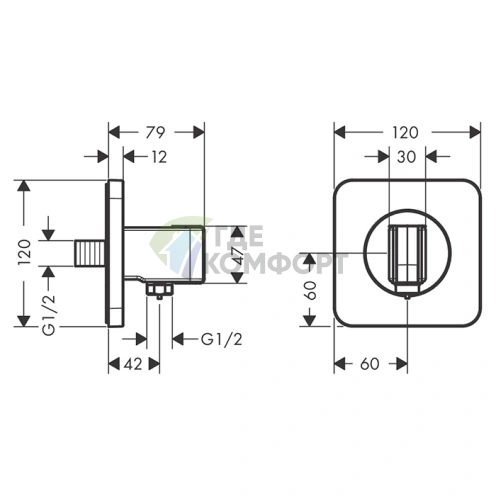 Стильный держатель для душа 12x12 см в цвете «Шлифованное золото» (36724250) - фото 2