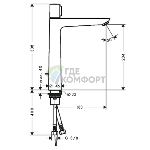 Смеситель для раковины Hansgrohe Talis Select E на 1 отверстие, хром (71752000) - фото 2