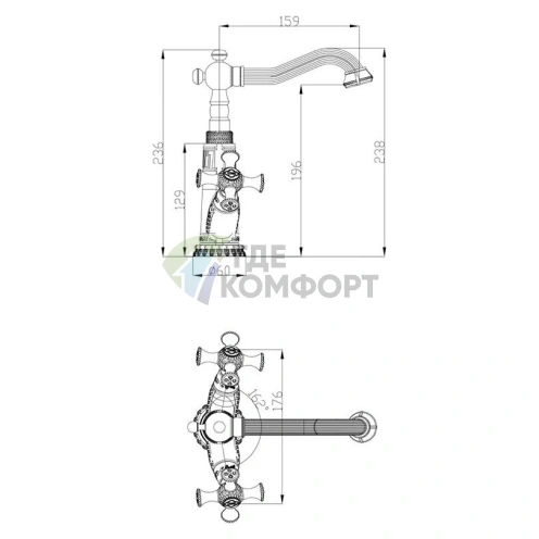 Смеситель для раковины Zorg Antic A 7010U-BR с бронзовым покрытием - фото 2