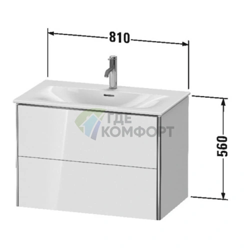 Тумба подвесная Duravit XSquare 234483 с двумя ящиками, 560x810x478 мм, цвет White High Gloss (XS432402222) - фото 2