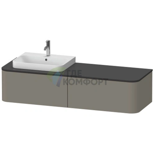Тумба подвесная Duravit Happy D.2 Plus 354x1600x550мм, 2 ящика, цвет stone grey satin matt (HP4934L9292) - фото 1