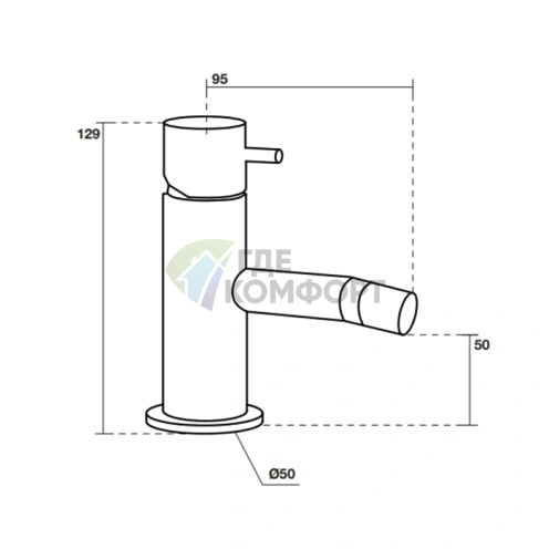 Смеситель для биде Kerasan Nolita однорычажный, на 1 отверстие, без донного клапана, хром (922990 cr) - фото 2