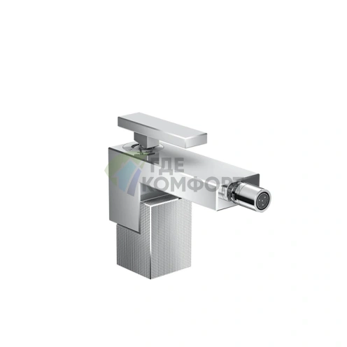 Смеситель для биде AX Edge: 1 отверстие, push-open донный клапан, излив 149 мм, алмазная огранка, хром (46211000) - фото 1