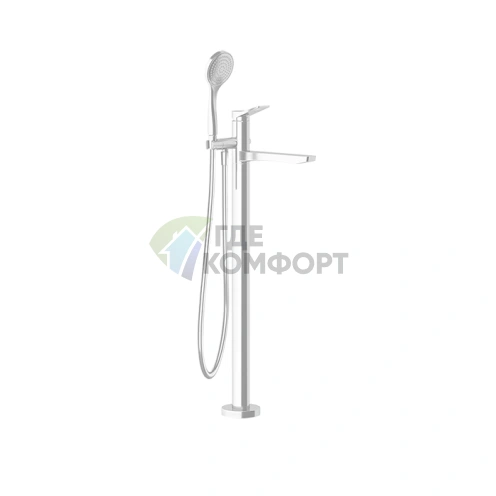 GESSI Rilievo Напольный смеситель для ванны с душевой лейкой, цвет White (59131#279) - фото 1
