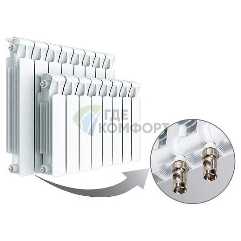 Биметаллический радиатор RIFAR Monolit Ventil 500 13 секций НП левое - фото 2