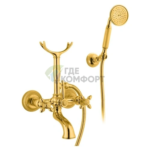 Смеситель для ванны Nicolazzi Impero золотой с переключателем душ/ванна и комплектом душа (1202GO36) - фото 1