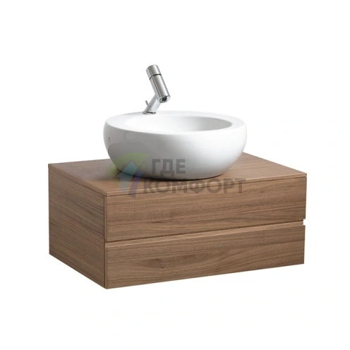 Тумба под раковину Laufen Alessi One 800x500 мм, 2 ящика, цвет орех (4.2402.3.097.630.1) - фото 1