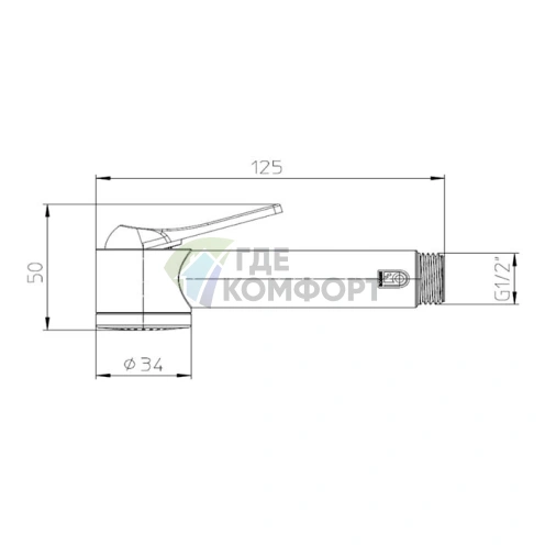 Гигиеническая лейка BOSSINI APICE: черный матовый АБС-пластик (B00920.073) - фото 2