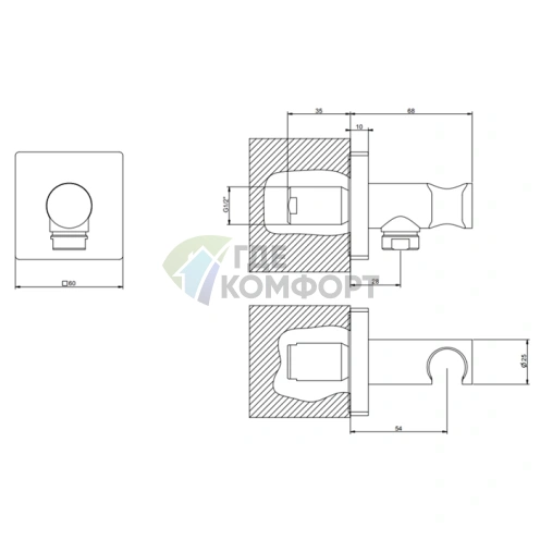 Держатель для душевой лейки GESSI Rilievo с выводом воды 1/2 (хром) (59161#031) - фото 2