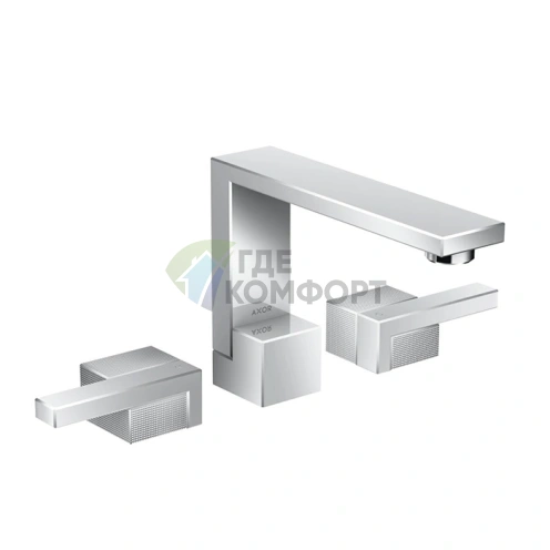Смеситель для раковины AX Edge на 3 отверстия с донным клапаном push/open, излив 173 мм, алмазная огранка, хром (46051000) - фото 1