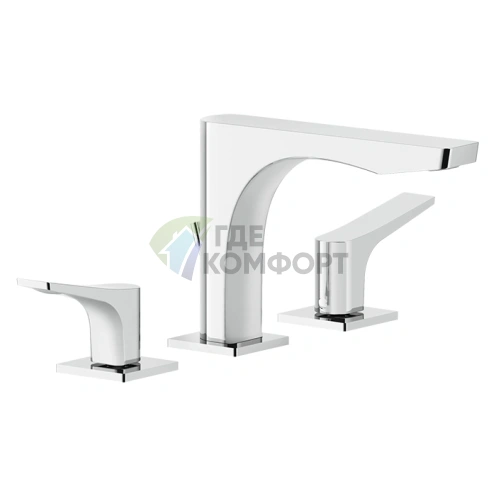 Смеситель для раковины GESSI Rilievo на 3 отверстия с донным клапаном, высота 125 мм, излив 154 мм, хром (59011#031) - фото 1