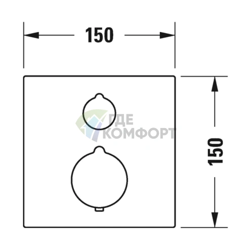 Термостатический смеситель для душа Duravit C.1 скрытого монтажа (квадрат, хром) (C14200015010) - фото 2