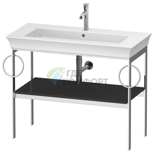 Консоль напольная Duravit White Tulip Graphite HighGloss с полкой и полотенцедержателями (WT4547BH1H1) - фото 1