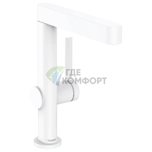 Смеситель для раковины Hansgrohe Finoris — однорычажный, с поворотным изливом и донным клапаном, белый матовый (76060700) - фото 1