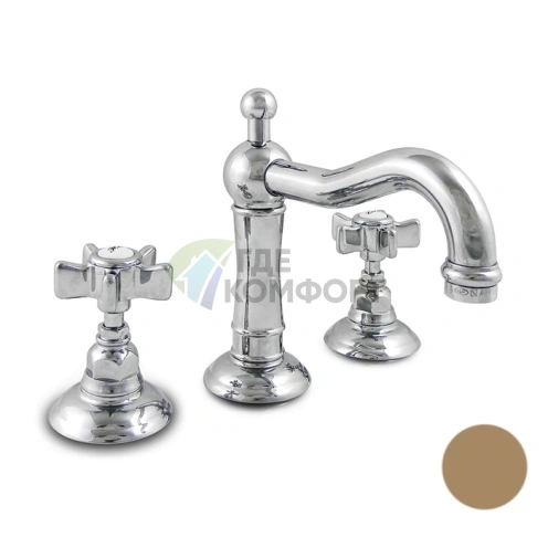 Смеситель для раковины Nicolazzi Dames Anglaises на 3 отверстия с донным клапаном, бронза (1409BZ18) - фото 1