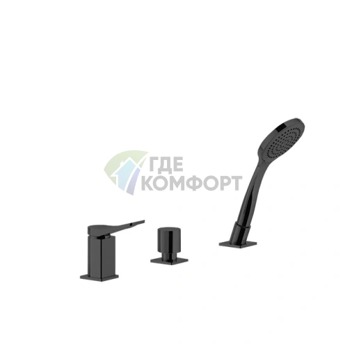 Смеситель для ванны GESSI Rilievo на 3 отверстия с выдвижной лейкой и переливом (59043#299) - фото 1