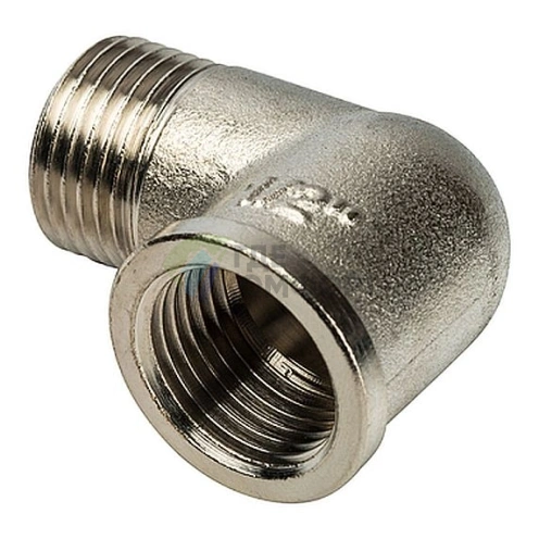 Угольник STOUT наружная/внутренняя резьба латунный НВ 1/2 никелированный - фото 1