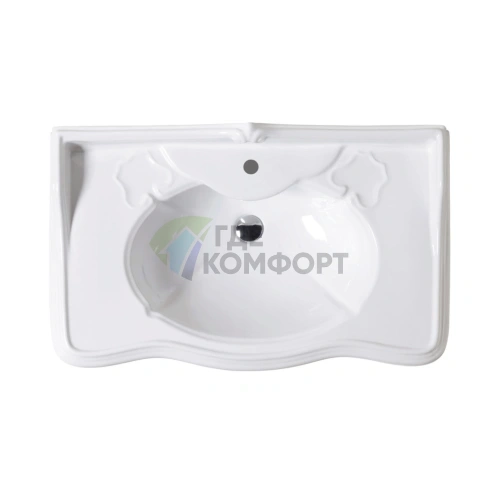 Раковина AZZURRA JUBILAEUM со спинкой 91x56 см, белая, с отверстием под смеситель - фото 2