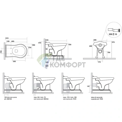 Унитаз приставной Kerasan Retro 1016bi (101601) - фото 4