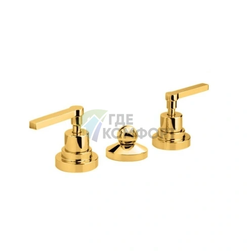 Смеситель для биде Nicolazzi Mac Kinley 05: 3 отверстия, 2 ручки, душ, золото (2210GO29) - фото 1