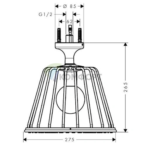 Потолочный душ AX LampShower с подсветкой, дизайн Nendo, хром (26032000) - фото 2