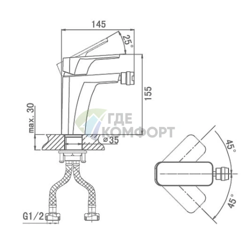 Смеситель для биде D K Berlin Freie DA1432201, хром фото 2