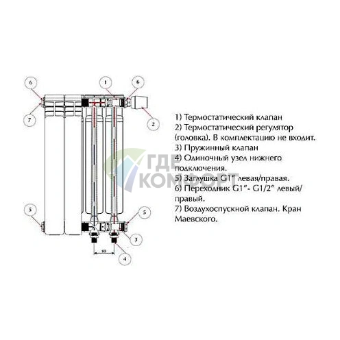 Биметаллический радиатор RIFAR Monolit Ventil 500 6 секций НП правое - фото 3