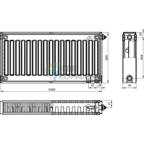 Радиатор стальной панельный Лидея ЛУ 21-510 с нижним подключением - фото 4
