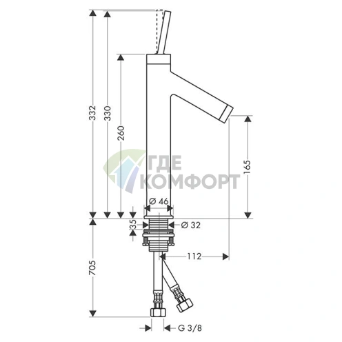 Смеситель для раковины AX Starck в элегантном цвете шлифованное золото (10123250) - фото 2