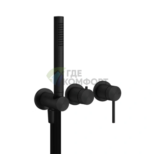 Встраиваемый смеситель GESSI 316 для двух источников воды с ручной лейкой (Black XL) (54039#299) - фото 1
