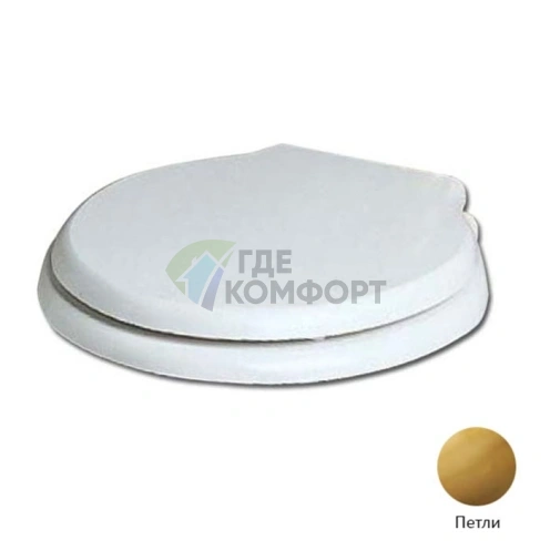 Сиденье для унитаза AZZURRA Giunone-Jubilaeum белое с золотыми шарнирами и микролифтом (1800/F bi/oro) - фото 1