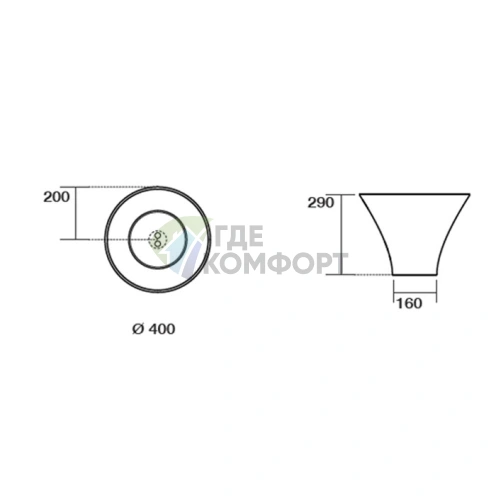 Раковина Kerasan Deco FLUTE накладная белая 40 см (480201) - фото 2